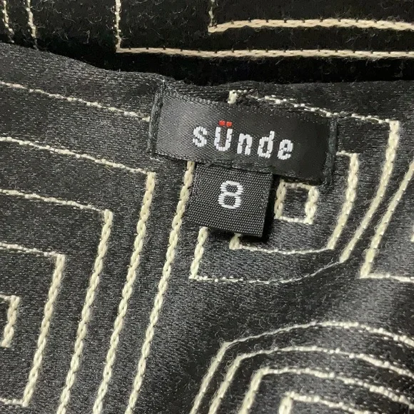 NWT Sünde Long Jacket Black & White Geometric Swirl Shapes Designer Upscale sz8